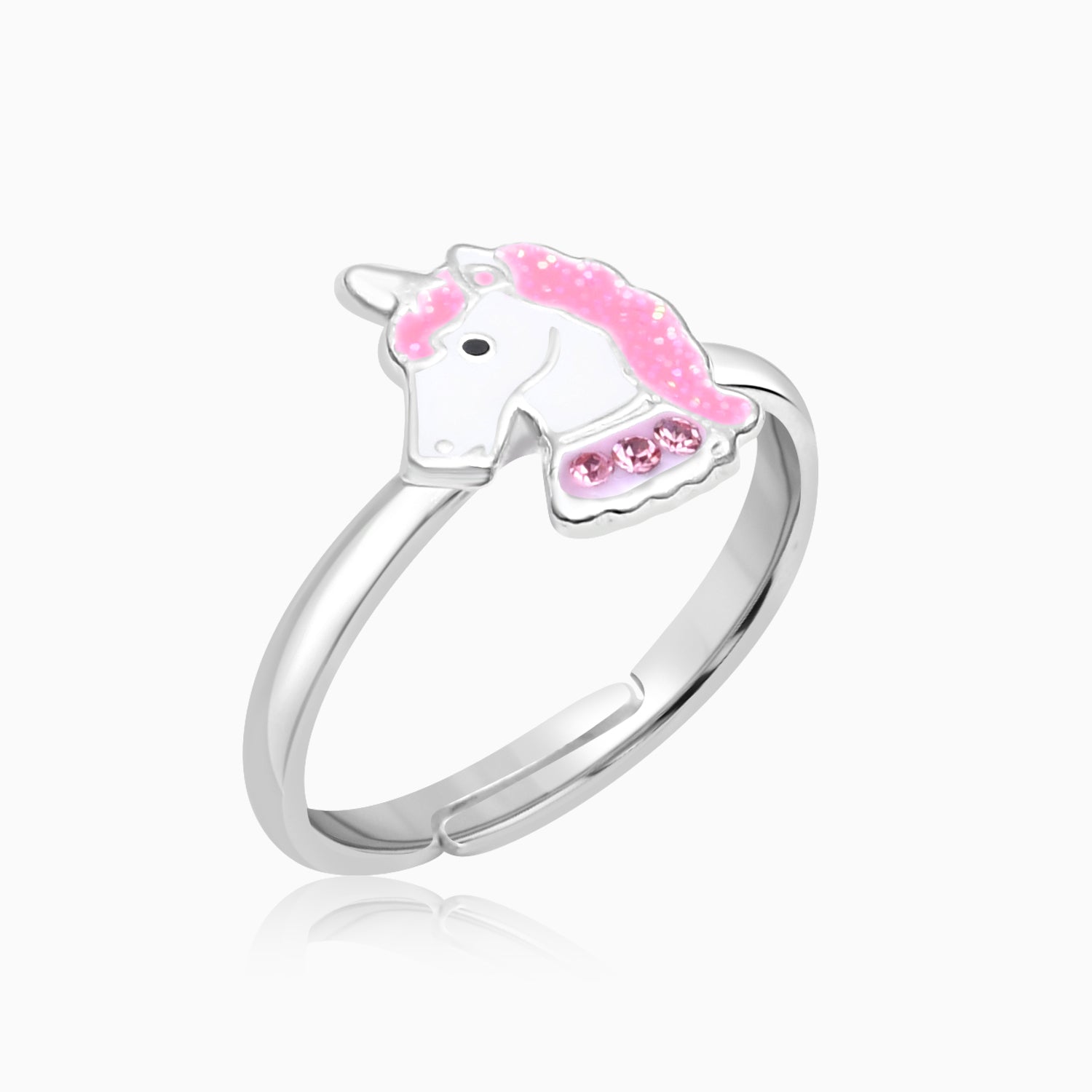 Silver Purple Unicorn Ring