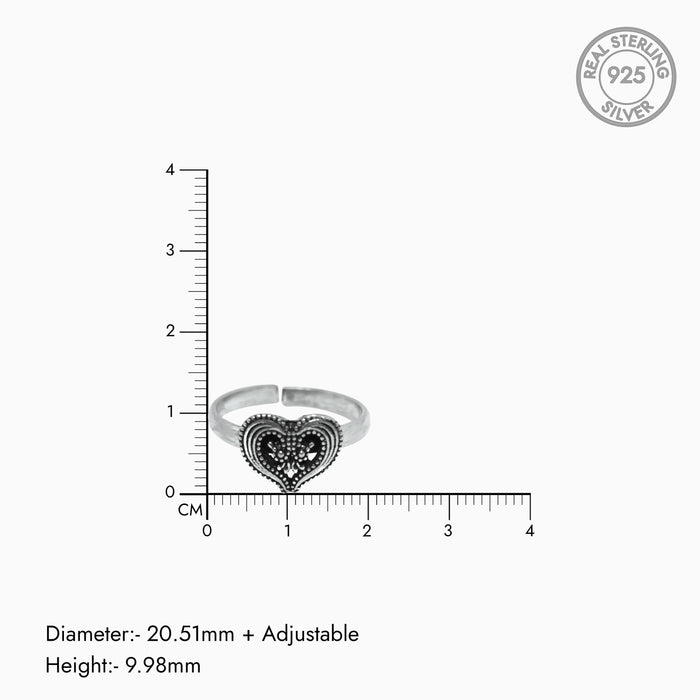 Oxidised Silver Intense Heart Toe Rings
