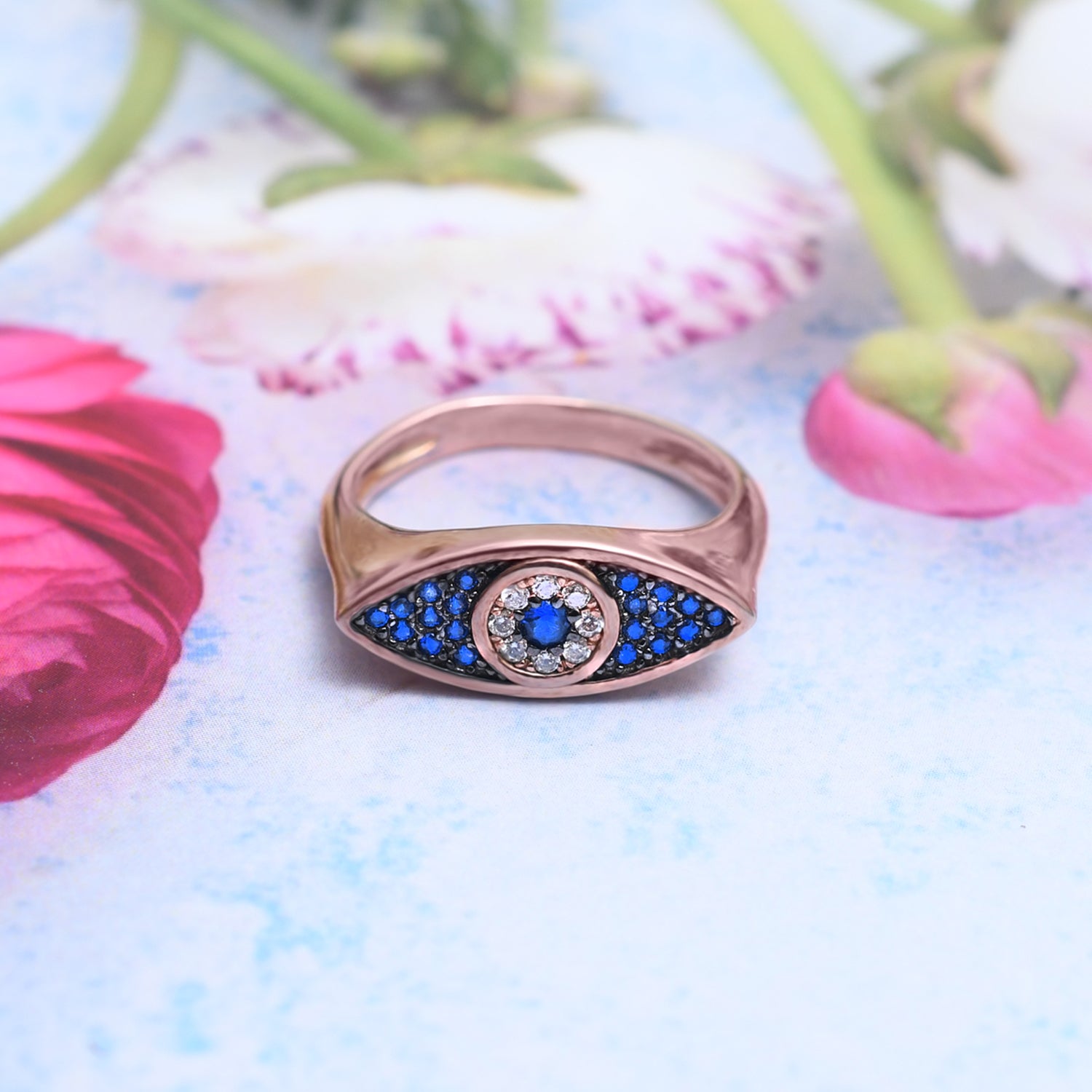 Silver Rose Gold Classic Evil Eye Ring
