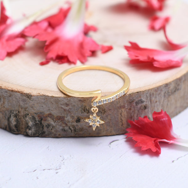Silver Gold Dangling Star Sparkle Ring