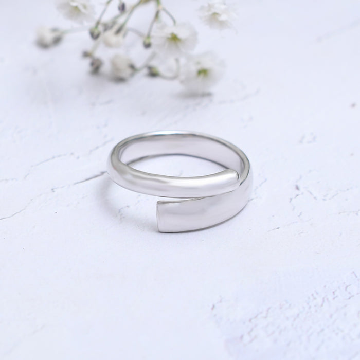 Silver Adjustable Unisex Line Ring