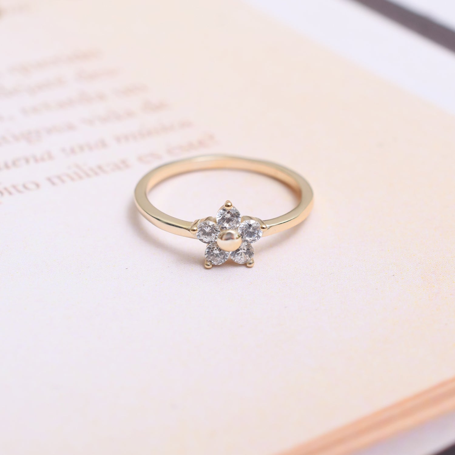 Silver Gold Sparkling Little Flower Ring