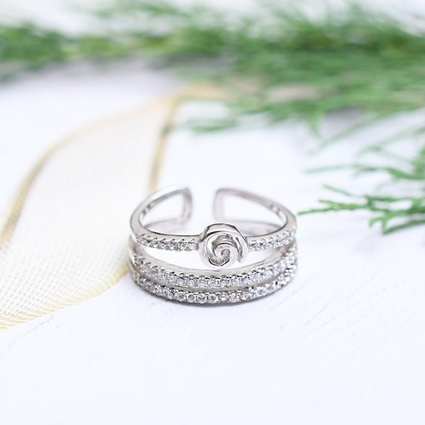 Silver Sparkling 3 Line Hypno Ring