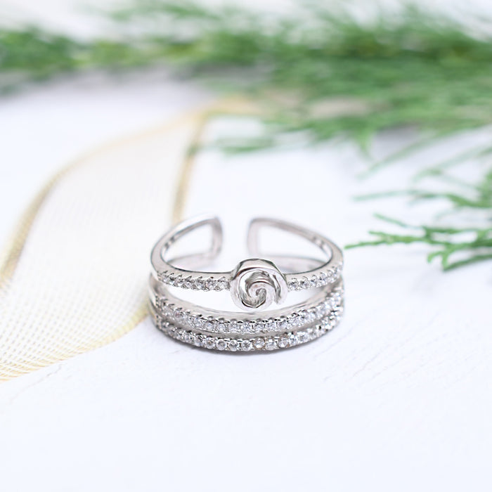 Silver Sparkling 3 Line Hypno Ring