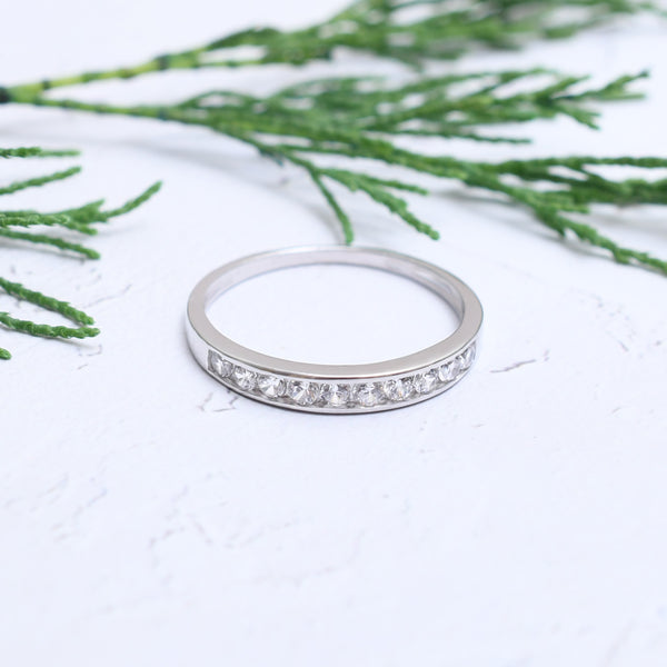 Silver Sparkling Band Ring 3mm
