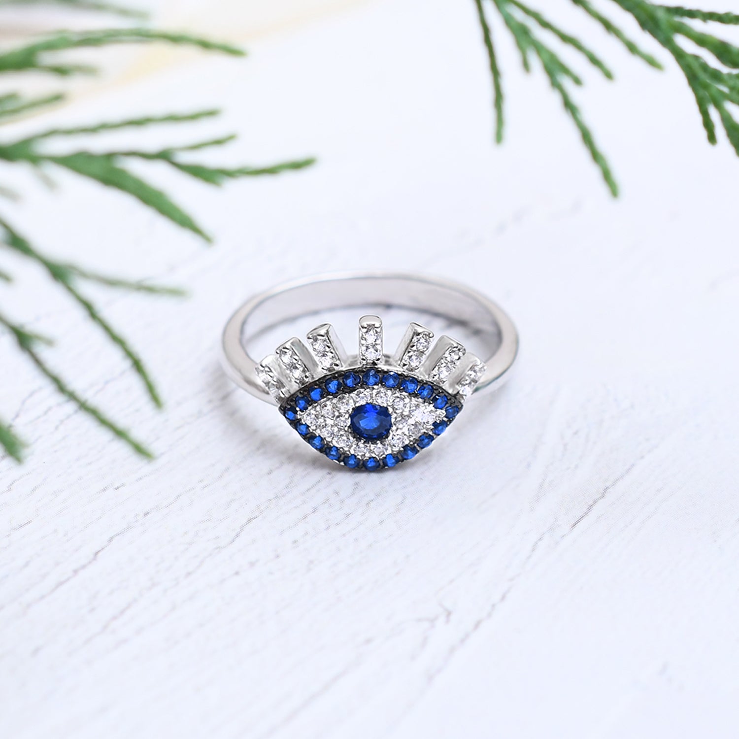 Silver Sparkling Guardian Evil Eye Ring