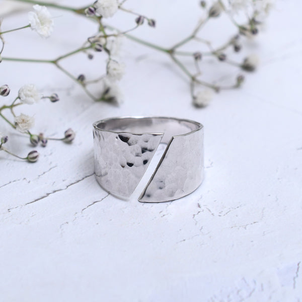 Silver Hammered Unisex Ring