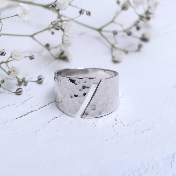 Silver Hammered Unisex Ring