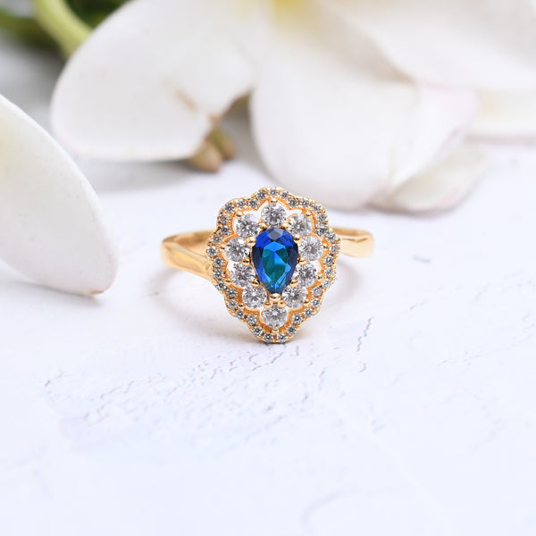Silver Gold Opulence Sapphire Blue Ring