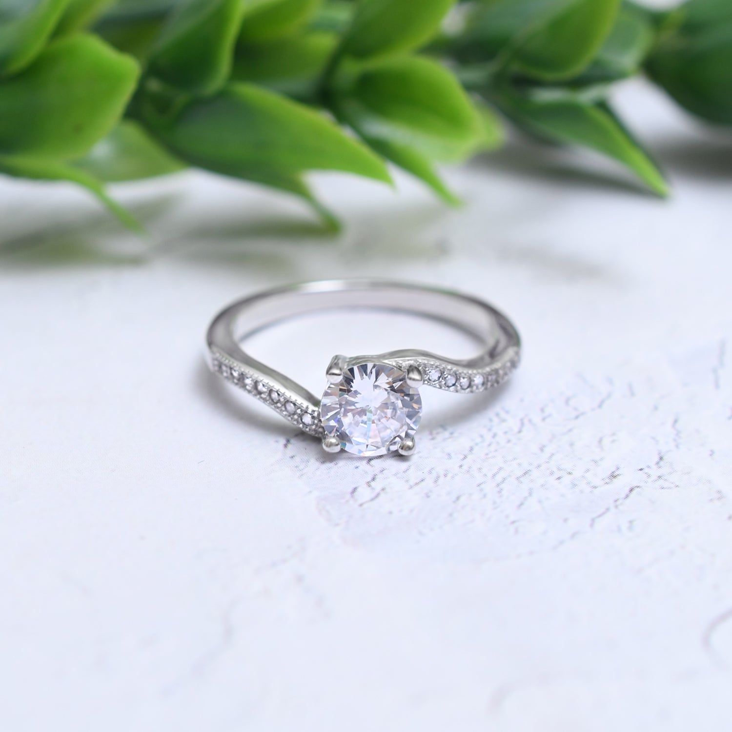 Silver Twisted Solitaire Ring