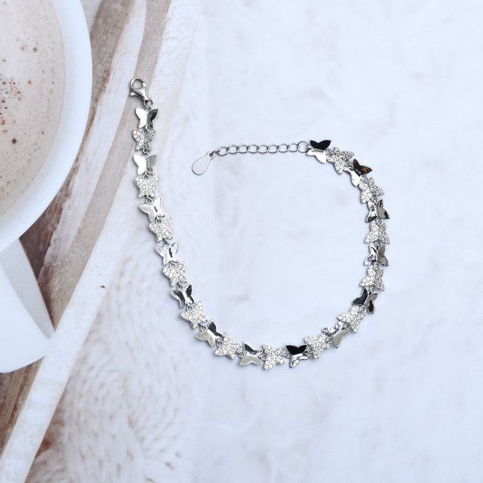 Silver Sparkling Butterfly Bracelet