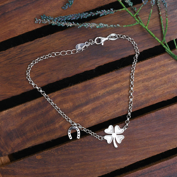 Silver Heart Flower Bracelet