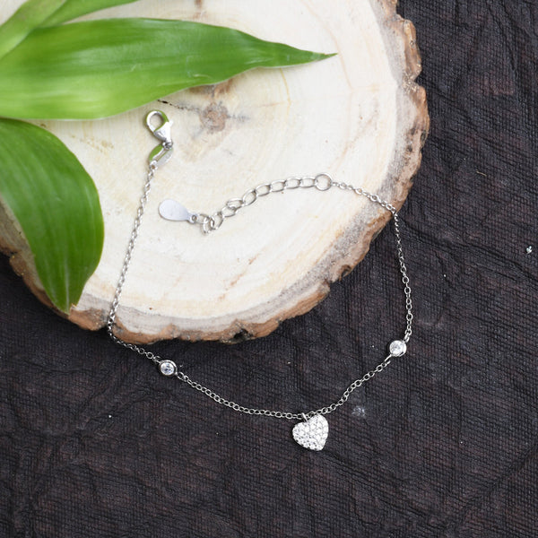 Silver Heart Lock Zircon Bracelet