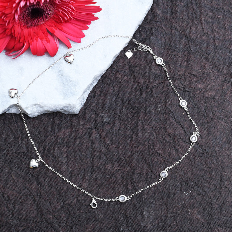 Silver Hearts Charm Anklet