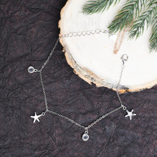 Silver Zircon Star Charm Bracelet