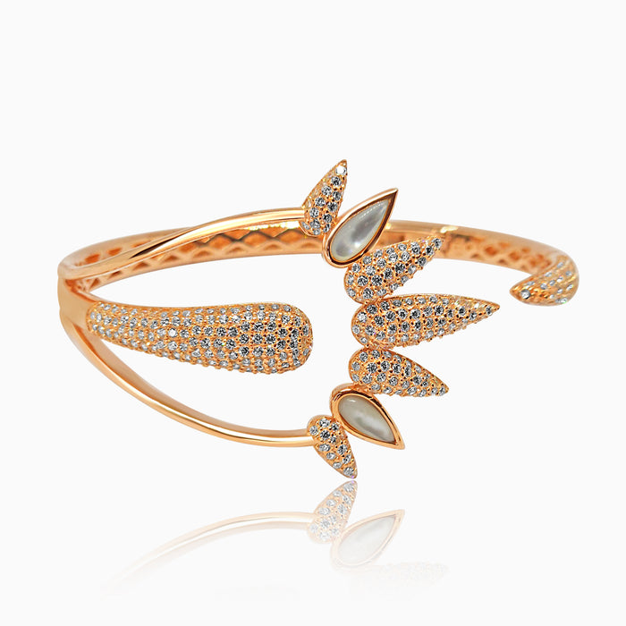 Silver Rose Gold Sparkling Omega Bracelet
