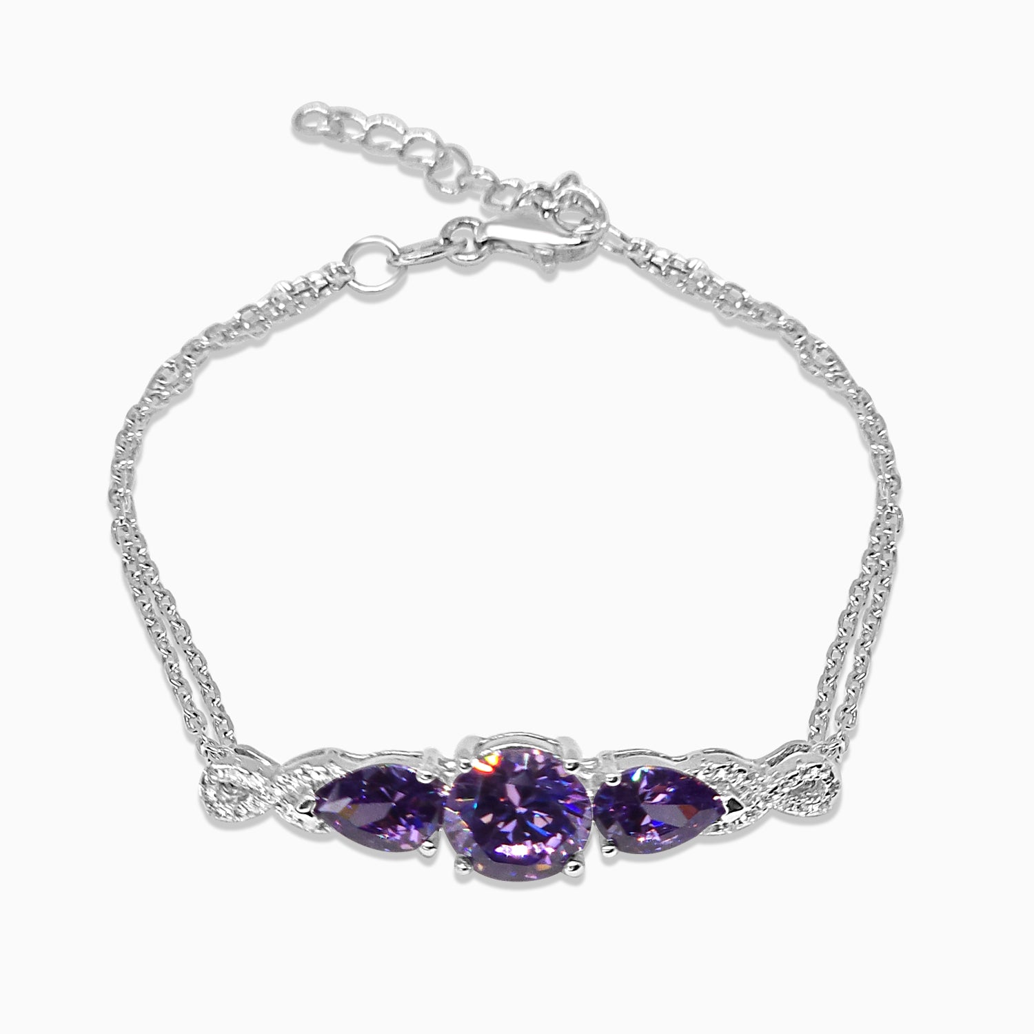 Silver Amethyst Purple Explorer Bracelet