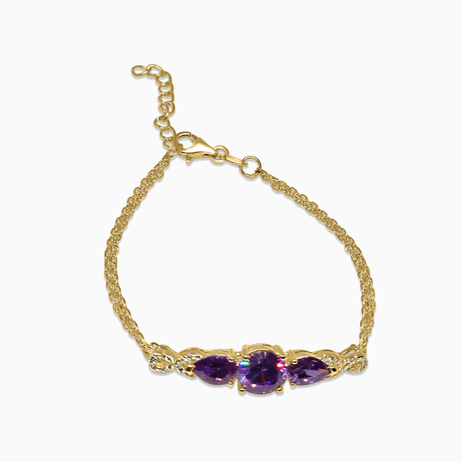 Silver Gold Amethyst Purple Explorer Bracelet
