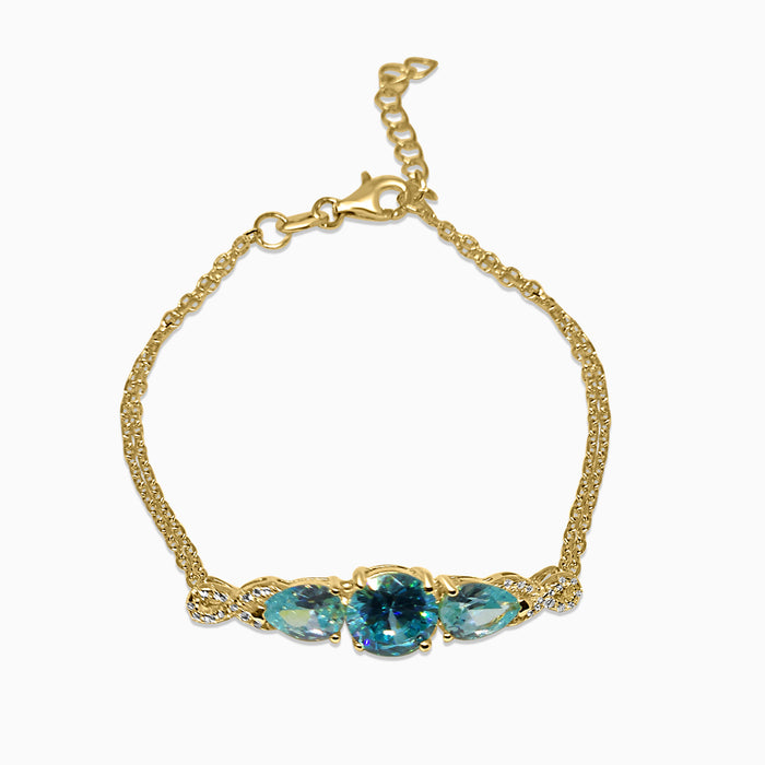 Silver Gold Aquamarine Blue Explorer Bracelet