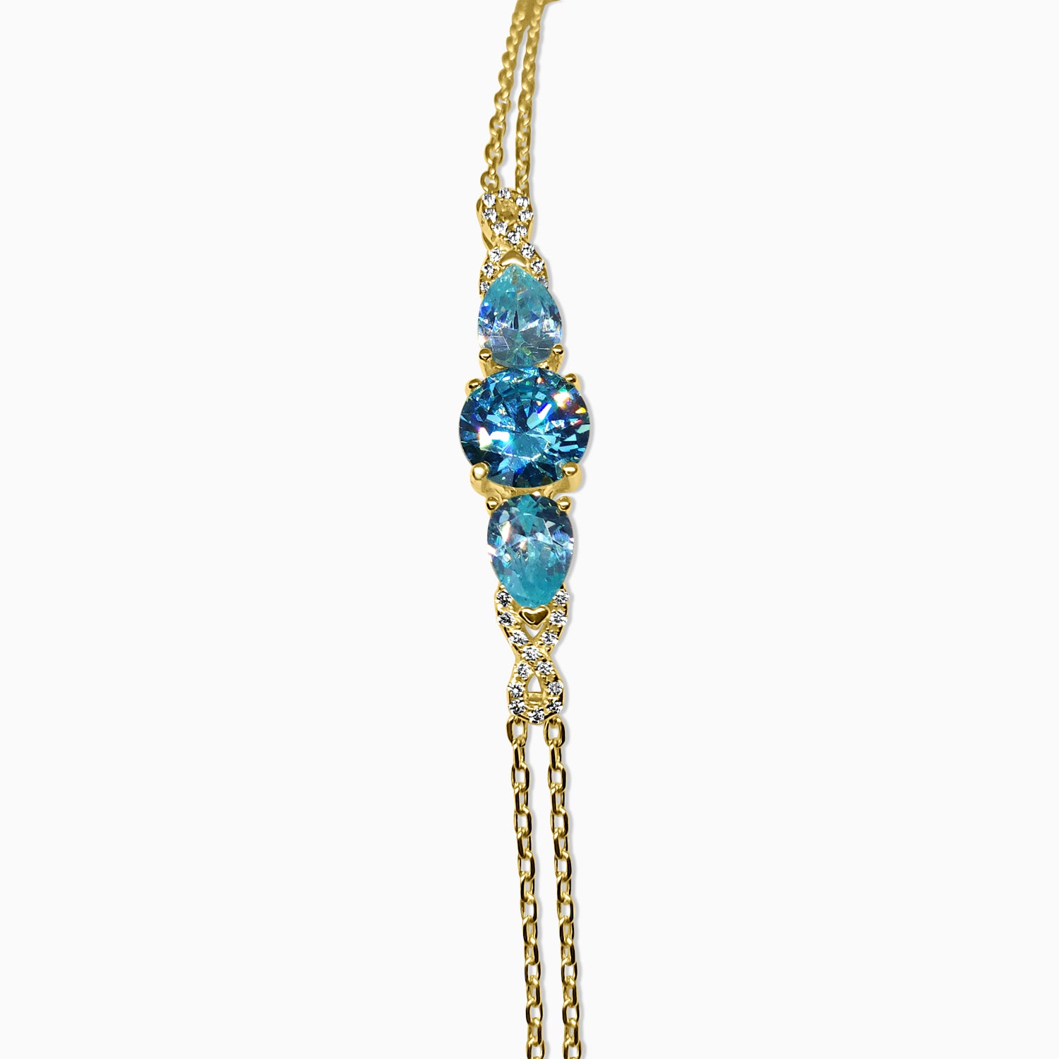 Silver Gold Aquamarine Blue Explorer Bracelet