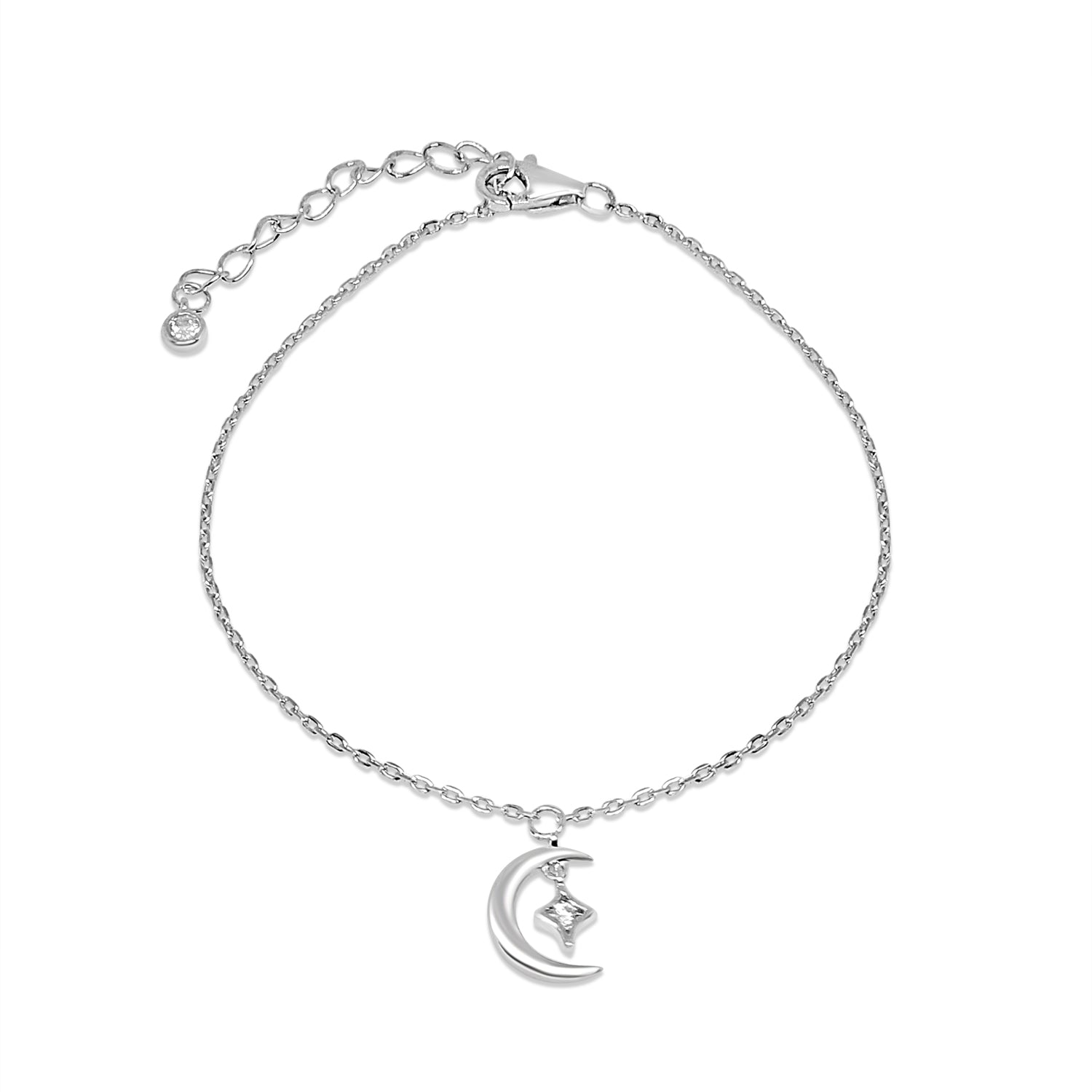Silver Little Moon Star Bracelet