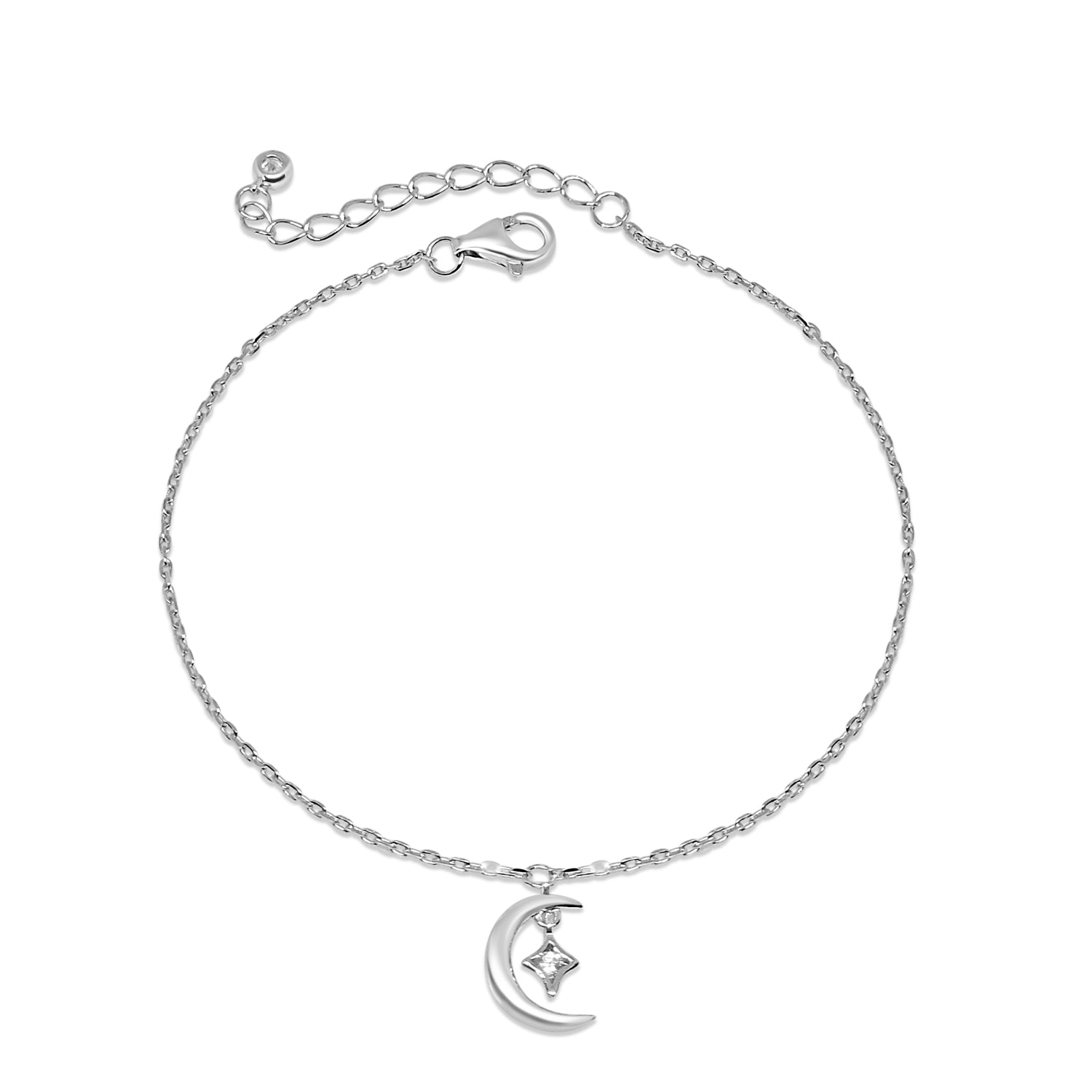 Silver Little Moon Star Bracelet