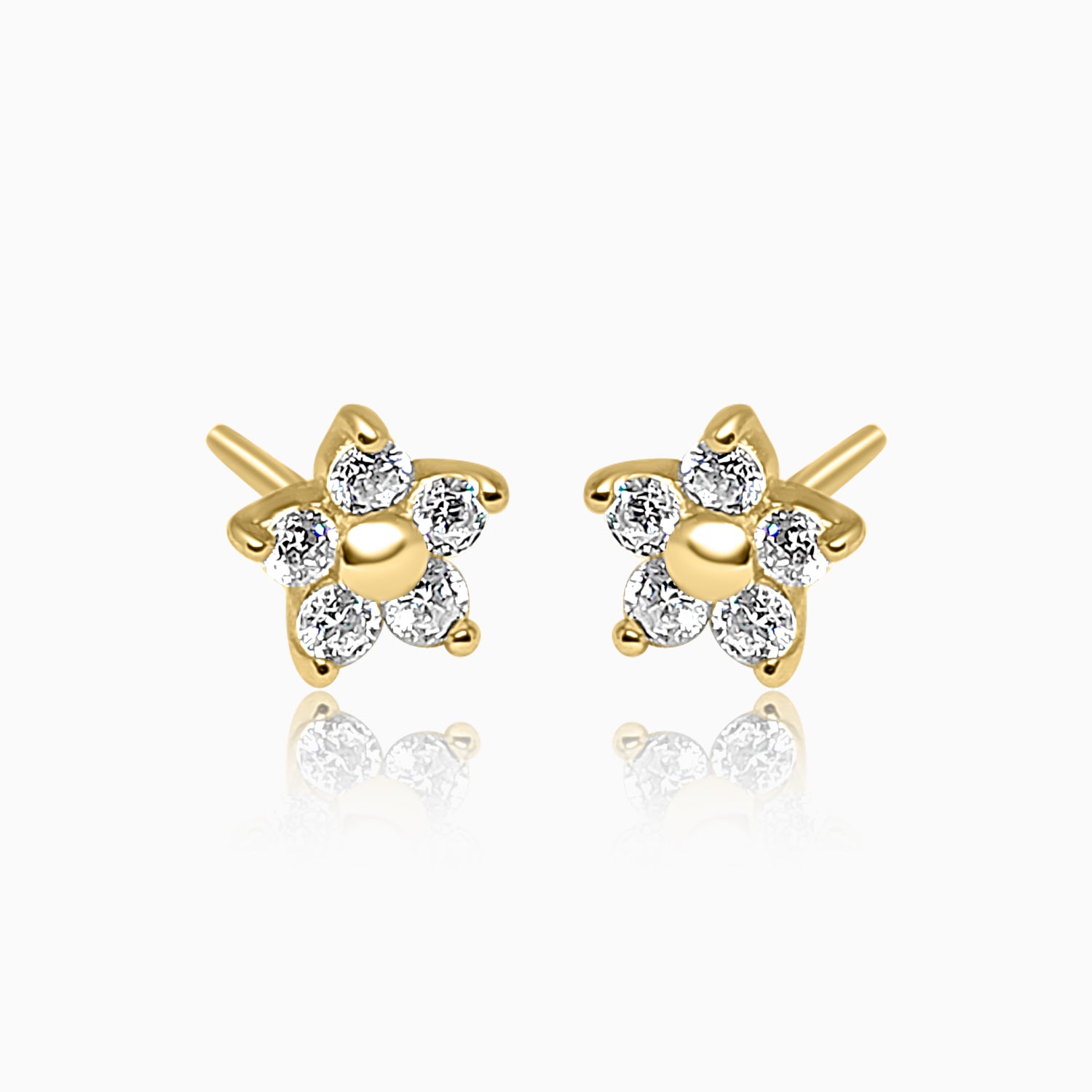 Silver Gold Sparkling Little Flower Stud Earrings