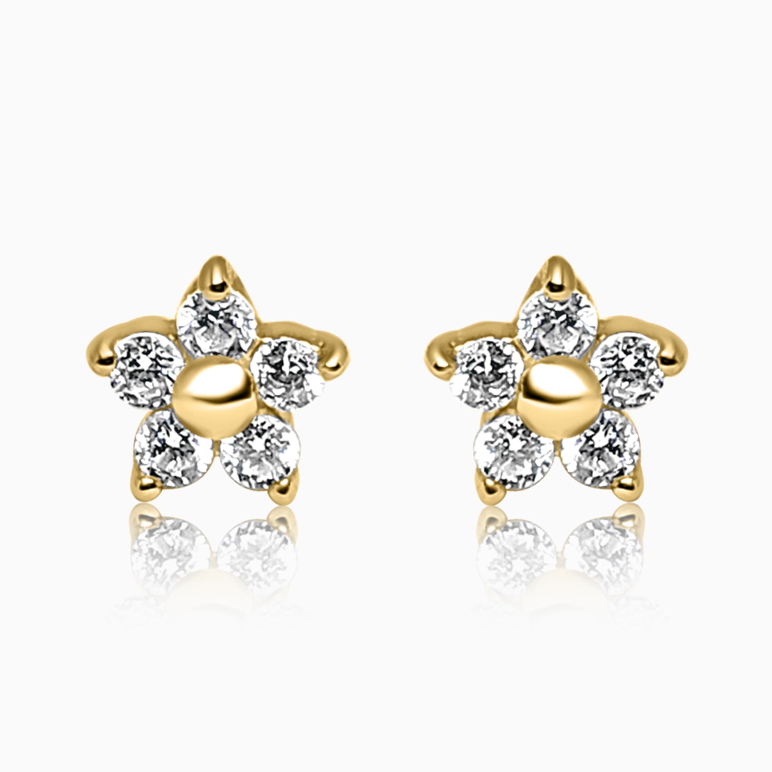 Silver Gold Sparkling Little Flower Stud Earrings