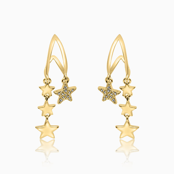 Silver Gold Dangling Sparkle Star Trail Earrings