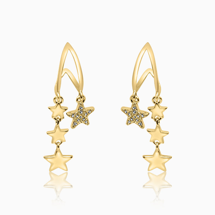Silver Gold Dangling Sparkle Star Trail Earrings