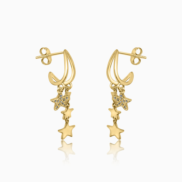 Silver Gold Dangling Sparkle Star Trail Earrings