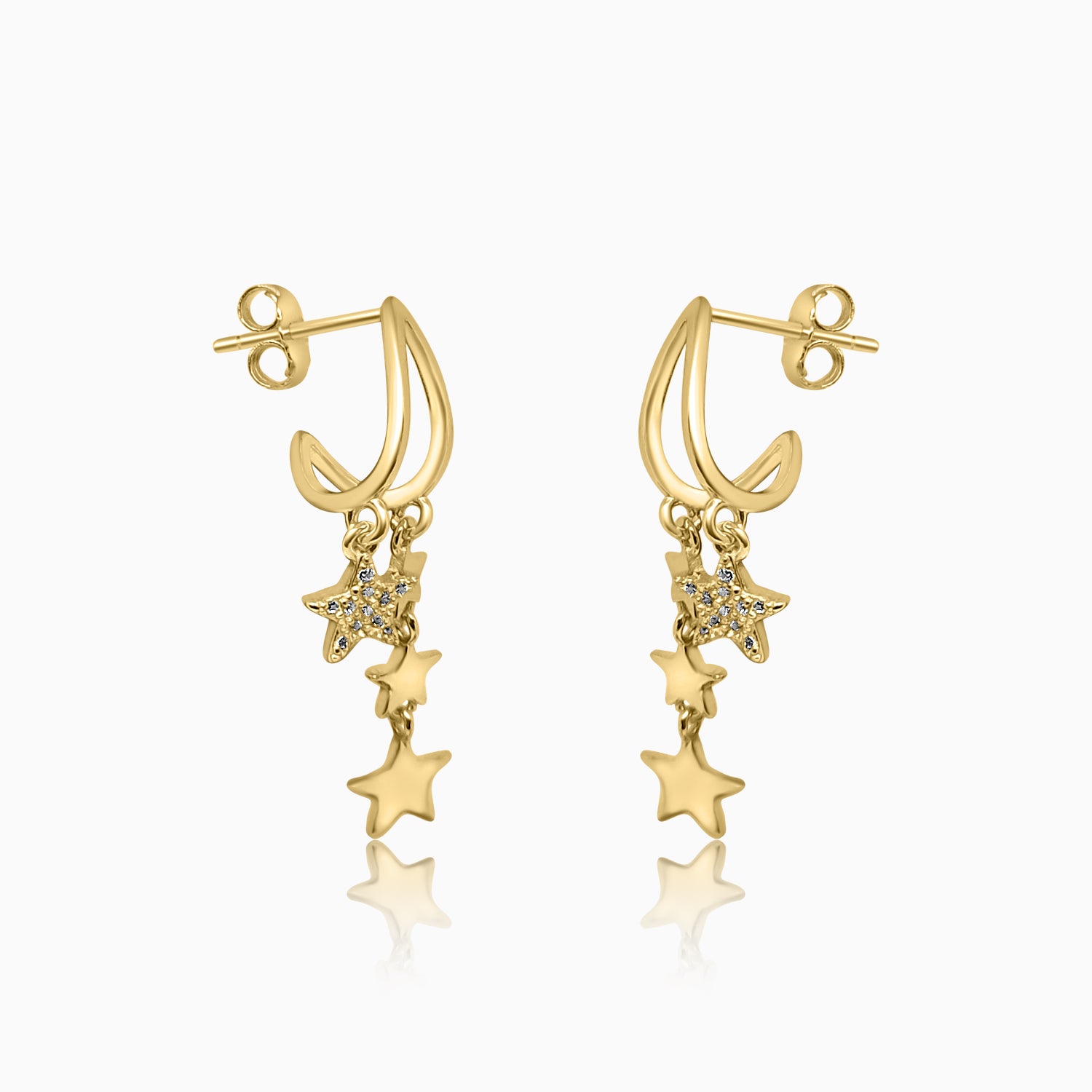 Silver Gold Dangling Sparkle Star Trail Earrings