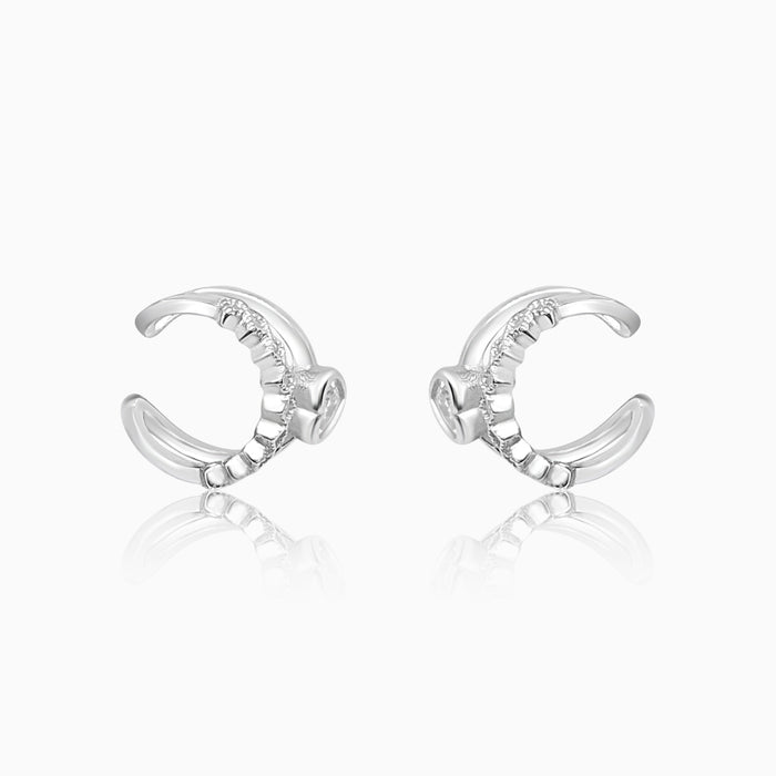 Silver Semi Hoop Zircon Heart Clip On