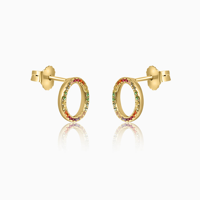 Silver Gold Multi Tone Gemstone Hoop Stud Earrings