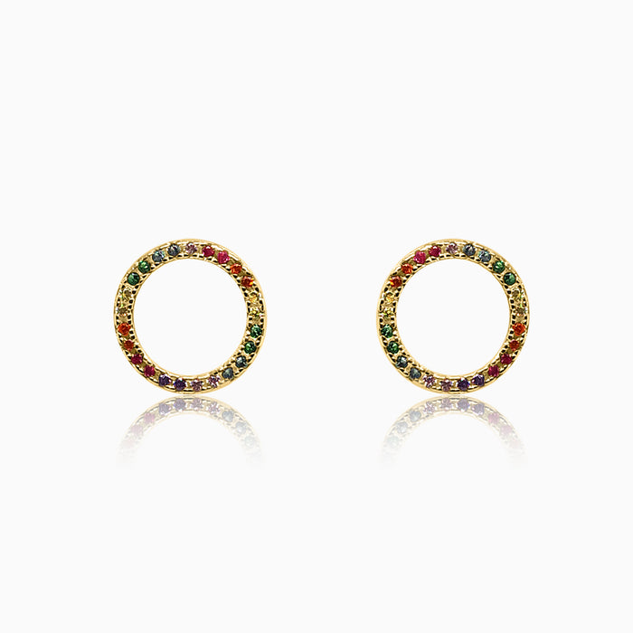 Silver Gold Multi Tone Gemstone Hoop Stud Earrings