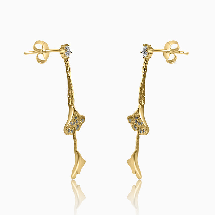 Silver Gold Dangling Autumn Flower Earrings