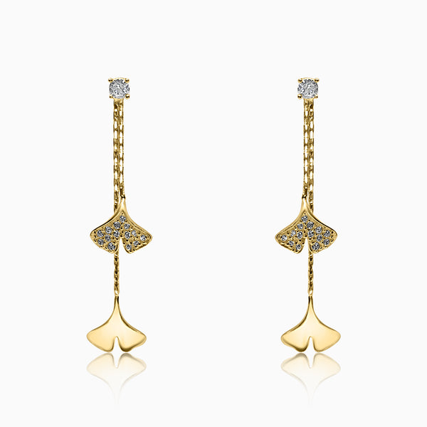 Silver Gold Dangling Autumn Flower Earrings