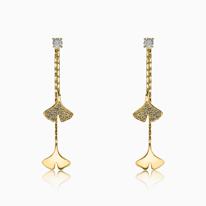 Silver Gold Dangling Autumn Flower Earrings