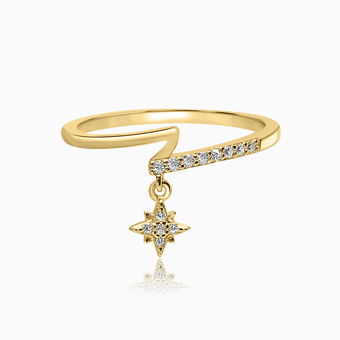Silver Gold Dangling Star Sparkle Ring