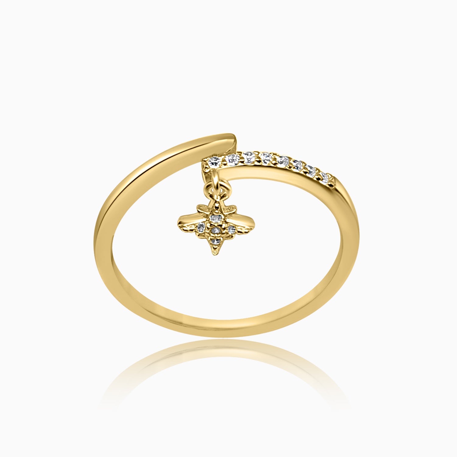 Silver Gold Dangling Star Sparkle Ring
