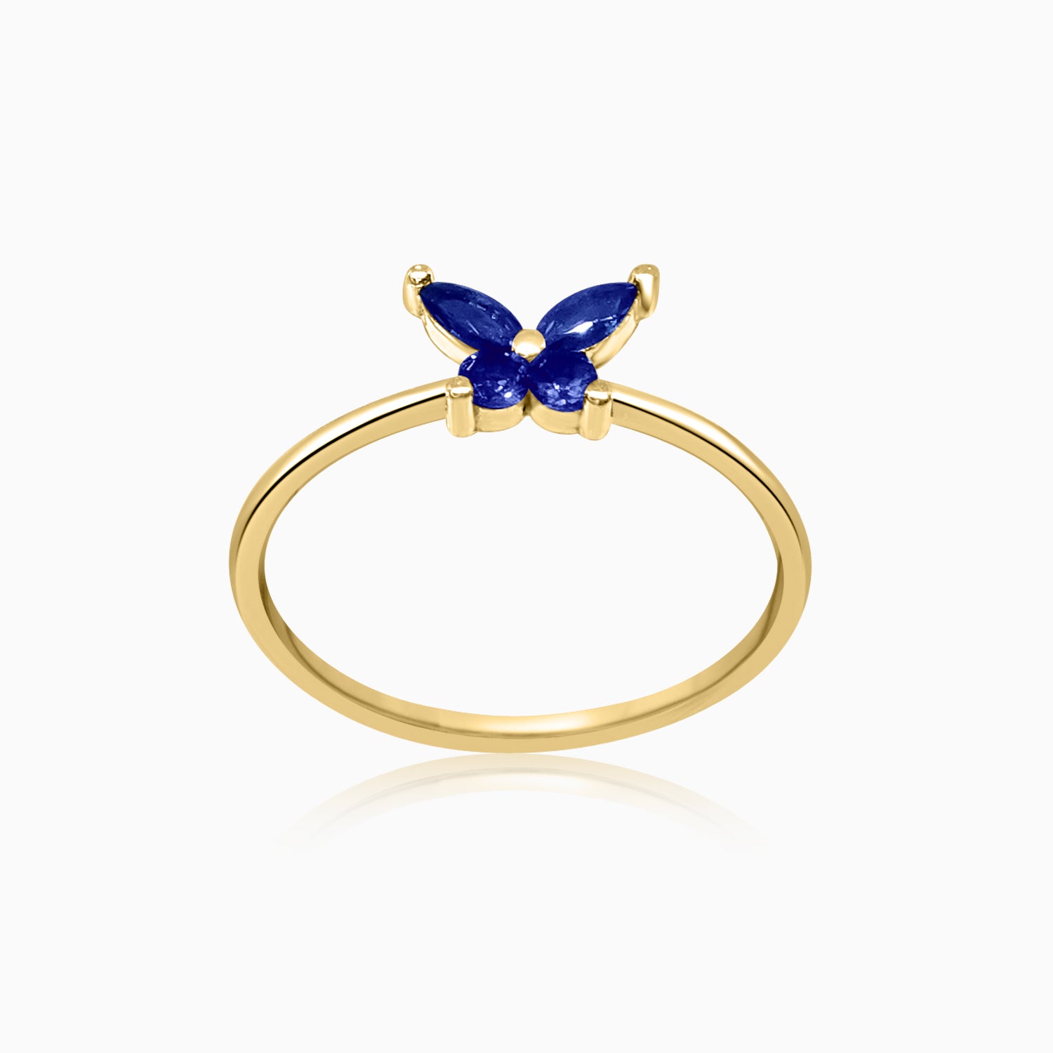 Silver Gold Sapphire Blue Butterfly Ring