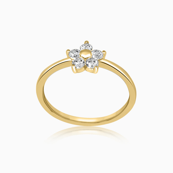 Silver Gold Sparkling Little Flower Ring