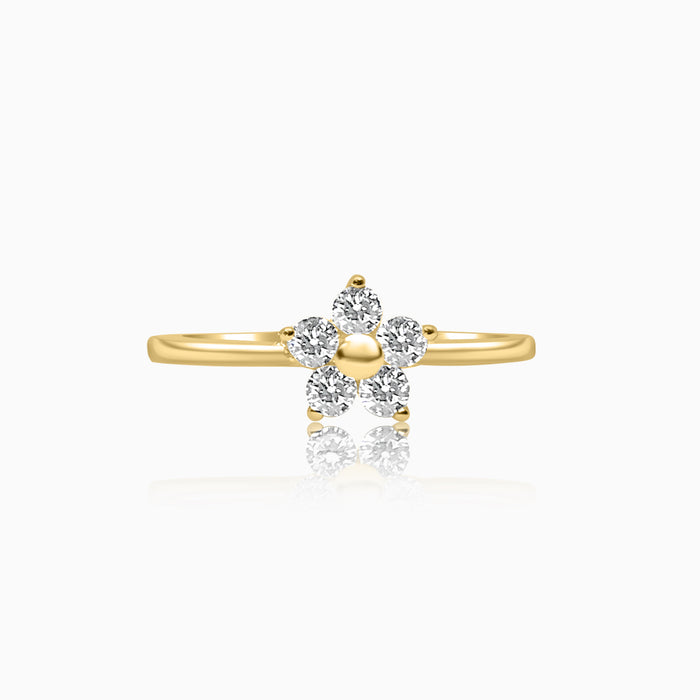 Silver Gold Sparkling Little Flower Ring