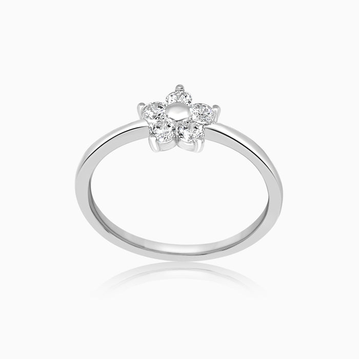 Silver Sparkling Little Flower Ring
