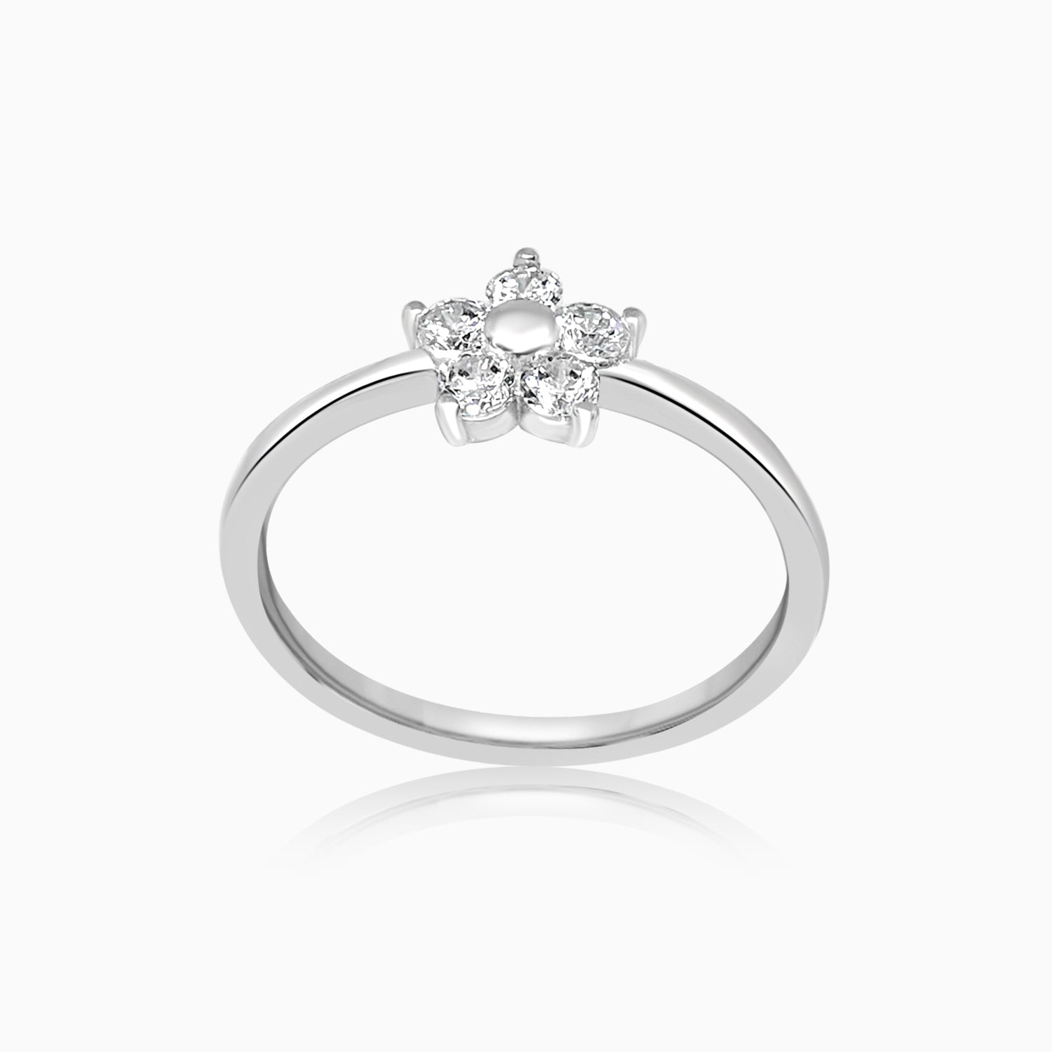Silver Sparkling Little Flower Ring
