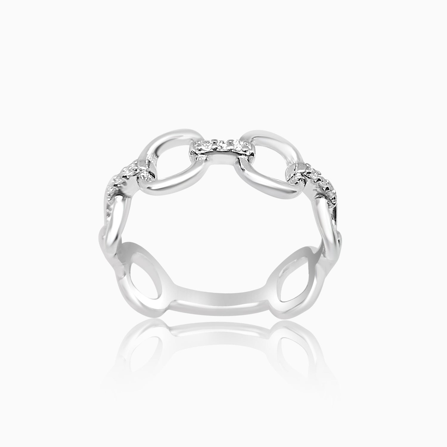 Silver Sparkling Chain Style Ring