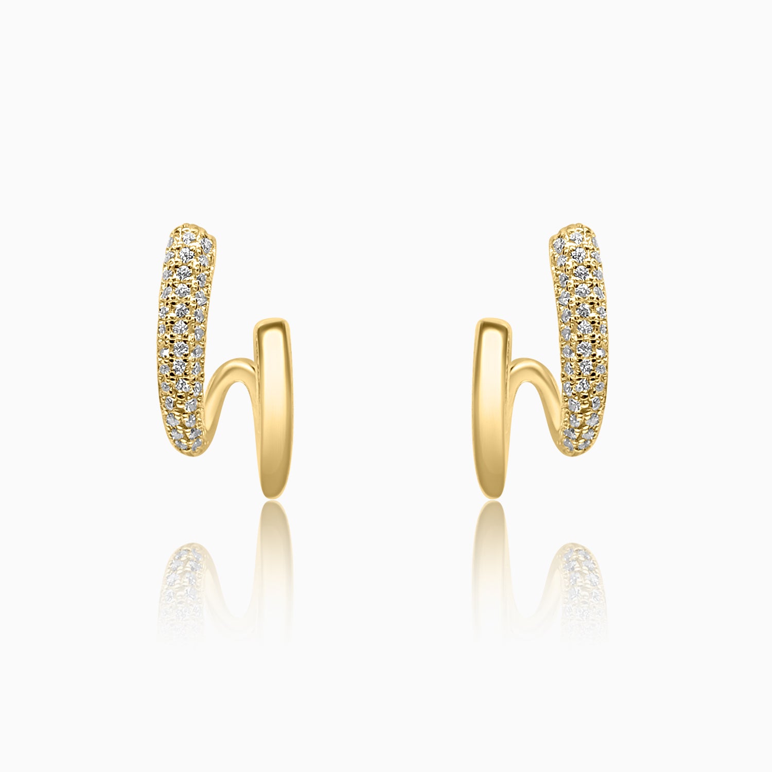 Silver Gold Sparkling Dual Curve Earrings
