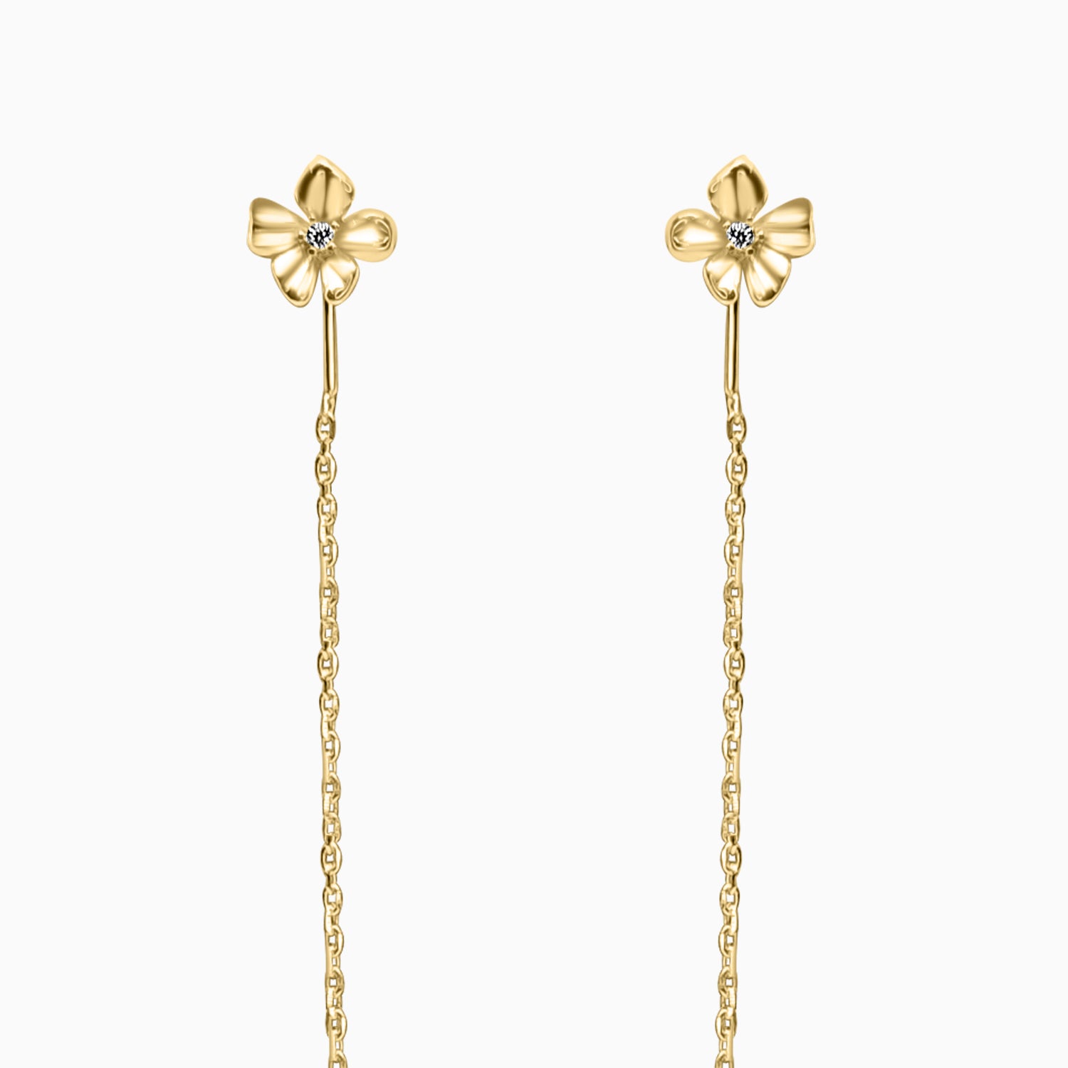 Silver Gold Needle-String Style Flower Earrings