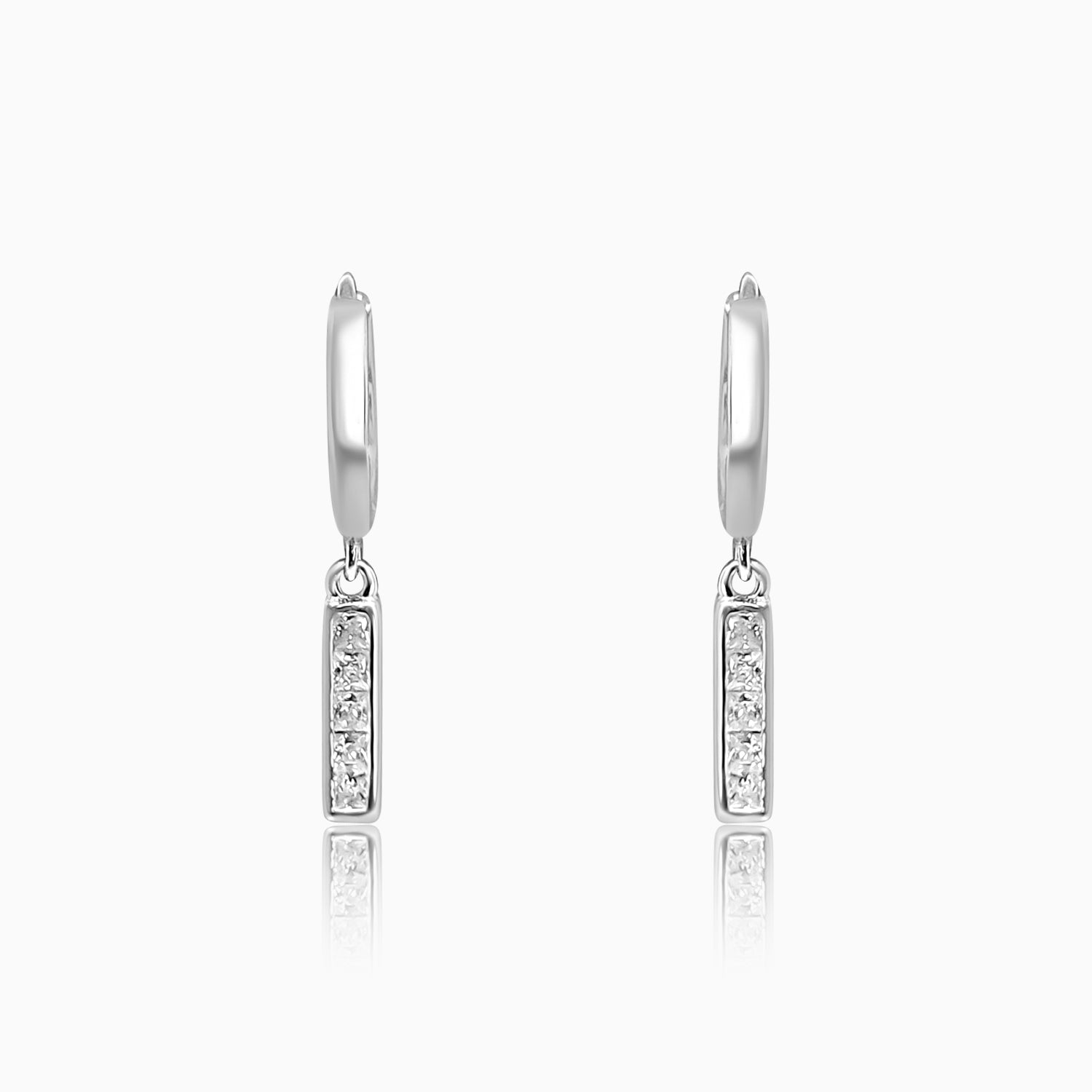 Silver Sparkling Dangler Hoop Earrings