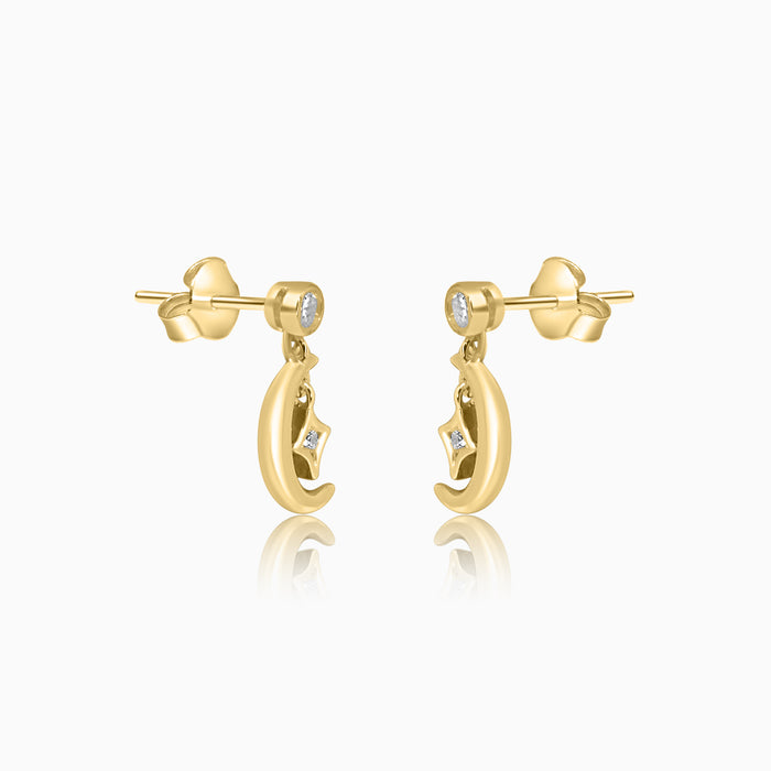 Silver Gold Dangling Moon Star Earrings